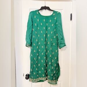 Elegant Green Floral Dress